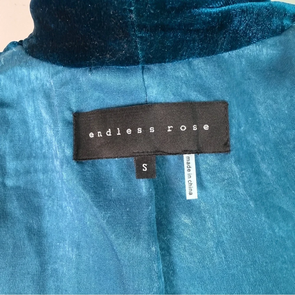 Anthropologie Endless Rose Teal Velvet Blazer Small | Quiet Luxury